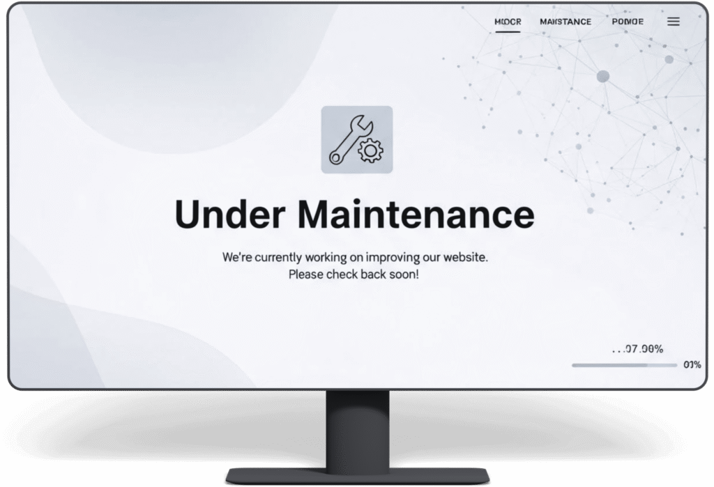 computador que muestra un sitio web en mantenimiento